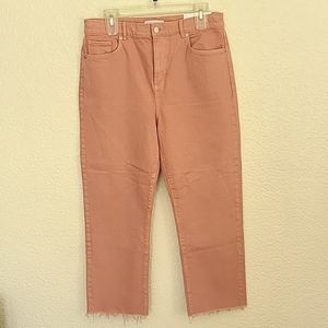 NWT LOFT pink high waist straight crop jeans, size 10P